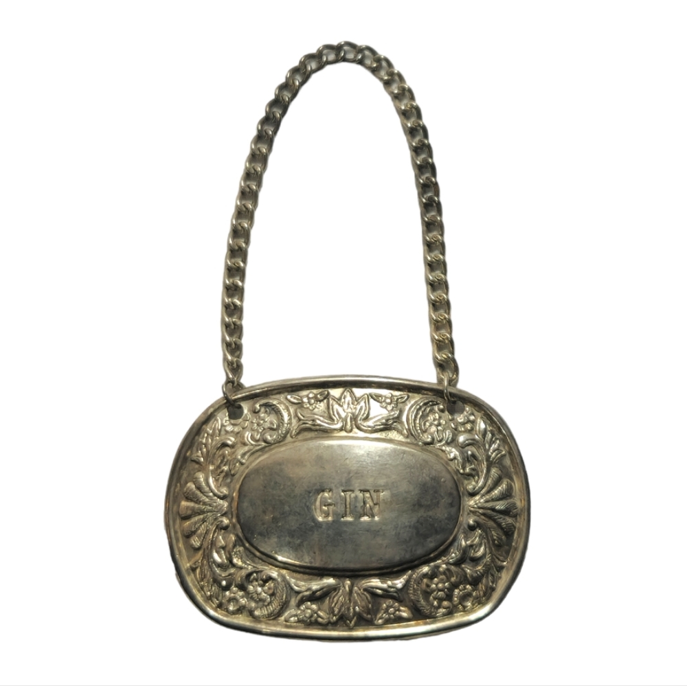 Antique Gin Bottle Neck Tag